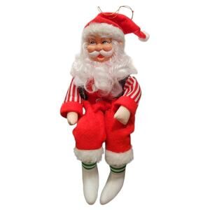 VTG RUBBER FACE 10” SANTA CLAUS CHRISTMAS ORNAMENT SHELF SITTER KITSCH RETRO